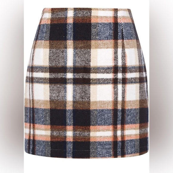 💕IDEALSANXUN Womens High Waist Plaid Skirt Bodycon Pencil Wool Mini Skirts - Picture 2 of 8